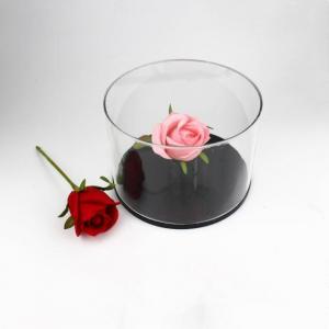 Round Clear Flower Gift Display Box with Black Base