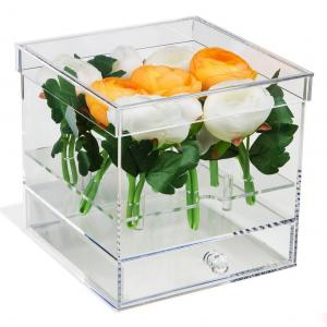 9 Holes Clear Acrylic Flower Box with a Drawer Acrylic Box