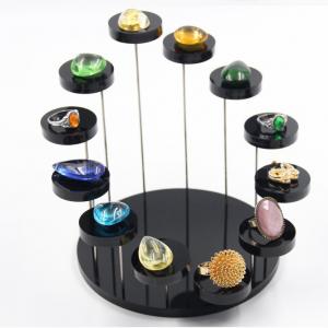 Roating Black, Clear Acrylic Jewelry Ring Display Stand
