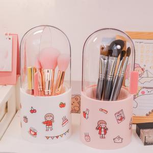 Cute Cartoon Pattern Acrylic Makeup Brush Holder Cosmetic Storage Box