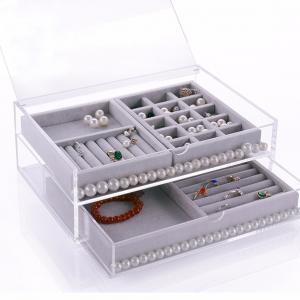 Acrylic Jewelry Box, Storage Box with Velvet Drawer