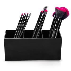 Makeup Brush Holder Organizer, 3 Slot Acrylic Cosmetics Brushes Storage Solution