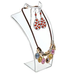 Clear Acrylic Necklace &amp; Earring Jewelry 3D Bust Display Stand