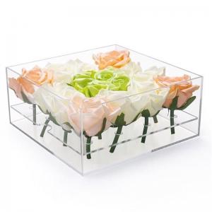 Customized Rose Display Stand Gift Case Clear Acrylic Rose Box with Lid and Storage Drawer Acrylic R