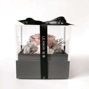 Acrylic Clear Retain Freshness Flower Display Box with Ribbon