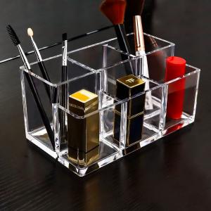 Latest Design Crystal Acrylic Lipstick Eyebrow Organizer Makeup Brush Holder