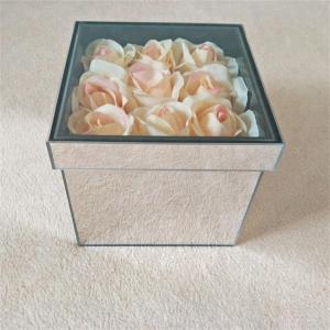 Square Customized 9 Roses Silver Gold Mirrored Acrylic Box Plexiglass Rose Flower Package Box Acryli