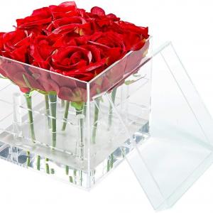 Square Clear Packaging Cover Display Acrylic Flower Box