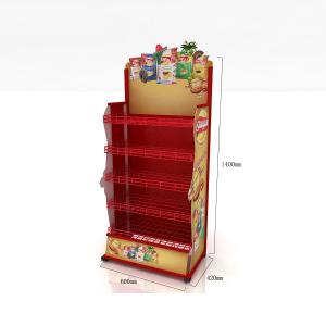 Custom Floor Standing 4 Layers Metal Bagged Food Wire Storage Rack for Supermarket