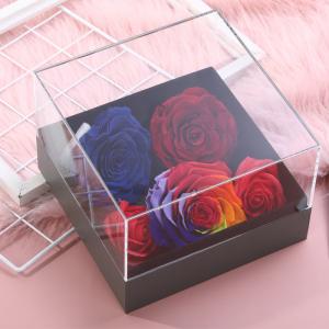 Multi Color PU Base Acrylic Cover Box for Everlasting Flowers