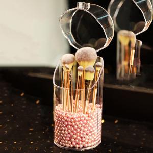 Custom Dustproof Round Clear Acrylic Makeup Brush Storage Container