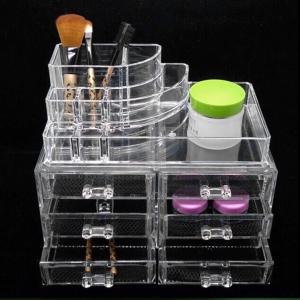 Makeup Cosmetics Jewelry Organizer Clear Acrylic 6 Drawers Display Box Storage