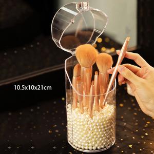 Household Dustproof Waterproof Round Clear Acrylic Cosmetic Brush Storage Holder