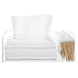 Clear Acrylic Counter Top Multi Compartment Storage Organizer Box Tray W/ Tissue Dispenser Box