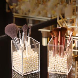 High Quality Crystal Square Acrylic Makeup Pen Storage Container