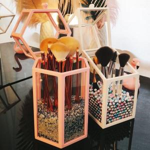 Exquisite Waterproof Acrylic Lipstick Jewelry Box Makeup Brush Organizer