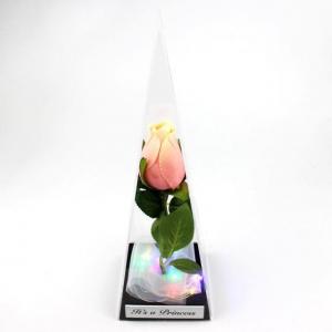 Acrylic Pyramid Shape Flower Display Box with LED Light