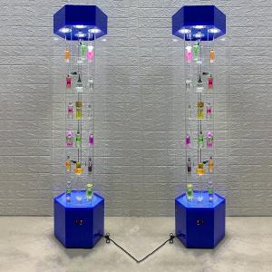 Factory Fashionable Rotating Showcase Transparent Acrylic Jewelry Necklace Display Cabinet with Ligh