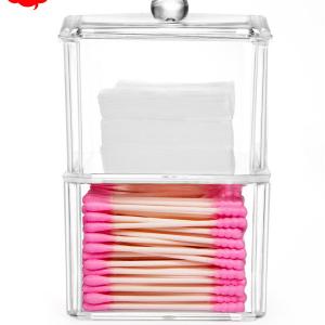 2/3/4 Tier Stackable Clear Jewelry Box, Acrylic Qtips Pads Cotton Ball Makeup Organizer