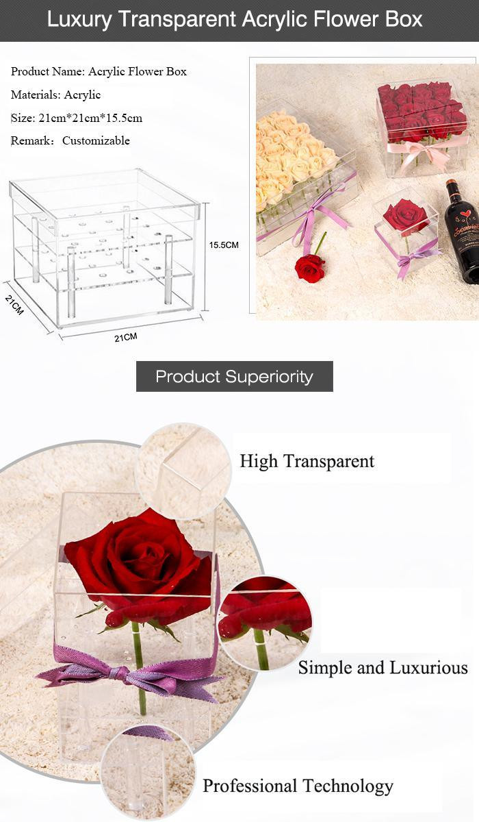 Customized Clear Acrylic Flower Rose Box