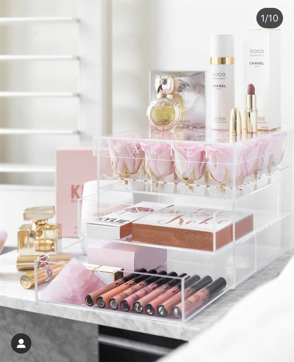 Custom Clear Acrylic Storage 25 Roses Preserved Flower Box with Drawer