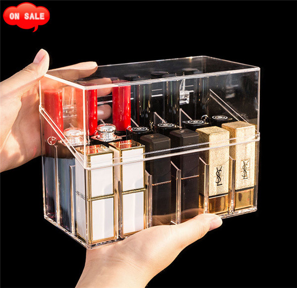 Clear Makeup Display Beauty Case, Lipstick Holder Organizer, Lipgloss Storage Box with Dustproof Lid