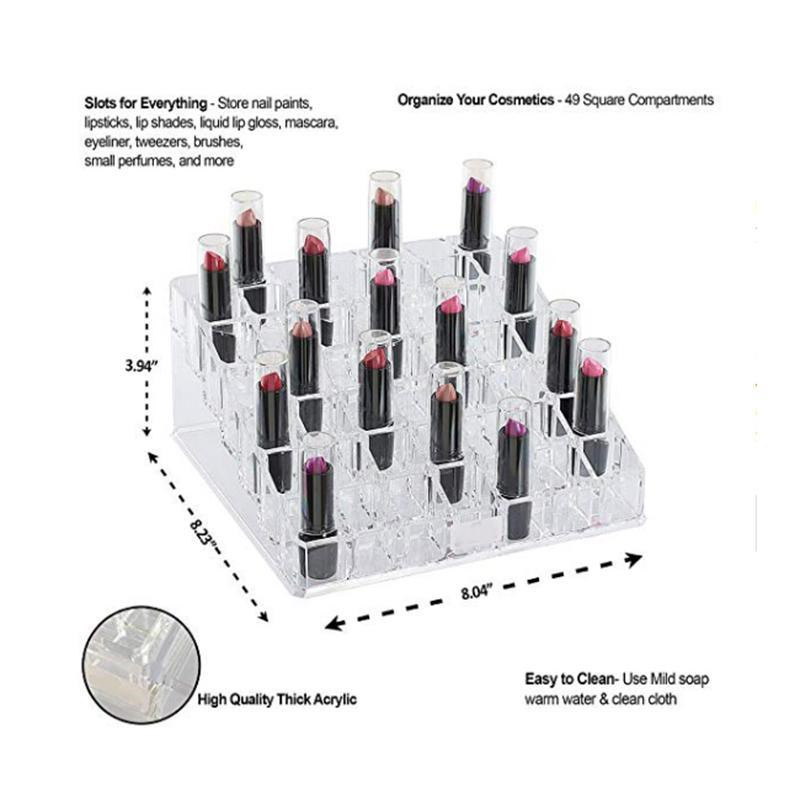 49 Slots Lipstick Nail Paint Lip Cosmetic Rack Acrylic Organizer Lipstick Holder Organizer