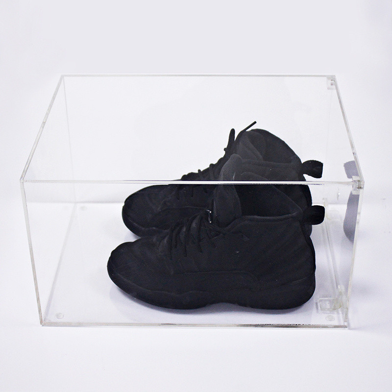 Custom Sizes Clear Acrylic Shoe Boxes Drop Front Shoes Sneaker Case Shoe Storage Box