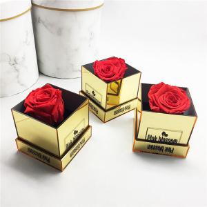 1 Hole Gold Mirror Rose Flower Acrylic Box with Logo