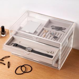 Acrylic Jewelry Storage Box Cabinet with Velvet Tray Inner